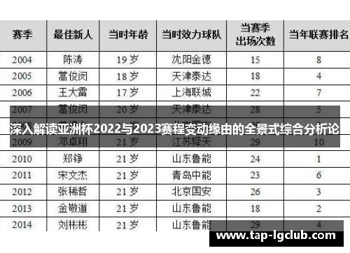 深入解读亚洲杯2022与2023赛程变动缘由的全景式综合分析论